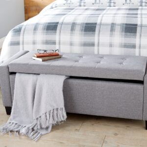 GFW Verona Fabric Blanket Box Bench - Grey