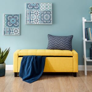 GFW Verona Fabric Blanket Box Bench - Mustard