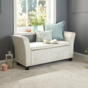 GFW Verona Crushed Velvet Blanket Box - Oyster