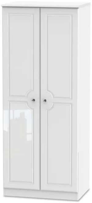 Welcome Balmoral White High Gloss 2 Door Double Wardrobe (Assembled)