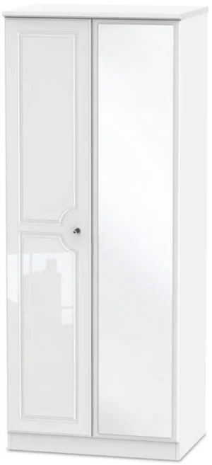Welcome Balmoral White High Gloss 2 Door Mirrored Double Wardrobe (Assembled)