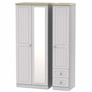 Welcome Vienna 3 Door 2 Drawer Mirrored Triple Wardrobe (Assembled)