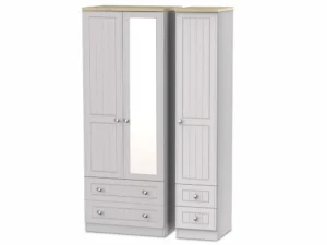 Welcome Vienna 3 Door 4 Drawer Mirrored Triple Wardrobe (Assembled)