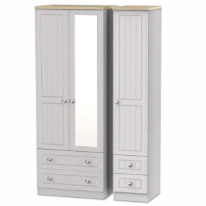 Welcome Vienna 3 Door 4 Drawer Mirrored Triple Wardrobe (Assembled)