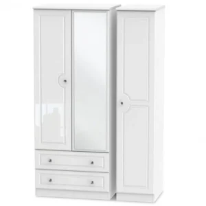 Welcome Balmoral White High Gloss 3 Door 2 Drawer Mirrored Triple Wardrobe (Assembled)