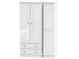 Welcome Balmoral White High Gloss 3 Door 2 Drawer Triple Wardrobe (Assembled)