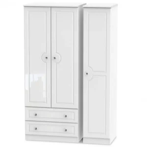Welcome Balmoral White High Gloss 3 Door 2 Drawer Triple Wardrobe (Assembled)