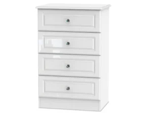 Welcome Balmoral White High Gloss 4 Drawer Midi Chest of Drawers (Assembled)