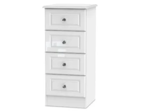 Welcome Balmoral White High Gloss 4 Drawer Narrow Chest of Drawers (Assembled)