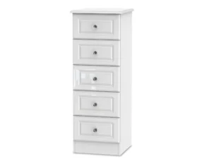 Welcome Balmoral White High Gloss 5 Drawer Tall Narrow Chest of Drawers (Assembled)