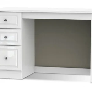 Welcome Balmoral White High Gloss Single Pedestal Vanity Dressing Table (Assembled)