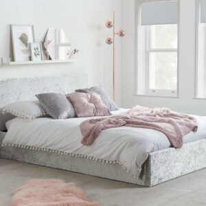 Birlea Berlin Ottoman Bed Frame - Steel Crushed Velvet