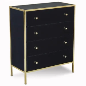 Birlea Fenwick Black Glass and Gold 4 Drawer Chest of Drawers (Assembled)