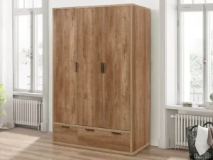 Birlea Stockwell Rustic Oak 3 Door 2 Drawer Triple Wardrobe