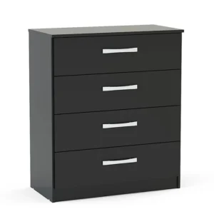 Birlea Lynx Black High Gloss 4 Drawer Chest of Drawers