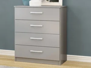 Birlea Lynx Grey High Gloss 4 Drawer Chest of Drawers