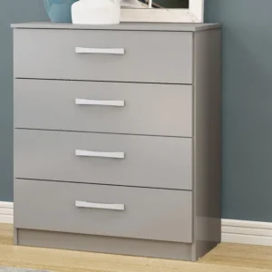 Birlea Lynx Grey High Gloss 4 Drawer Chest of Drawers