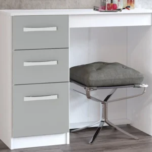 Birlea Lynx Grey High Gloss and White Single Pedestal Dressing Table