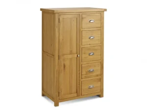 Birlea Woburn 1 Door 5 Drawer Oak Wooden Single Wardrobe