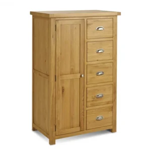 Birlea Woburn 1 Door 5 Drawer Oak Wooden Single Wardrobe