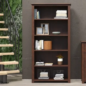 Core Boston Dark Antique Pine Wooden Tall Bookcase