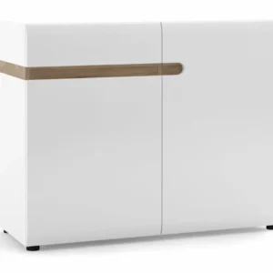 Furniture To Go Chelsea White High Gloss and Oak 1 Drawer 2 Door Wide Sideboard
