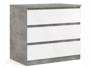 Furniture To Go Naia Grey and White High Gloss 3 Drawer Chest of Drawers