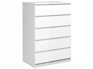 Furniture To Go Naia White High Gloss 5 Drawer Chest of Drawers