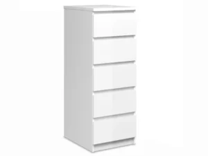 Furniture To Go Naia White High Gloss 5 Drawer Narrow Chest of Drawers