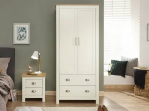 GFW Lancaster Cream and Oak 2 Door 2 Drawer Wardrobe