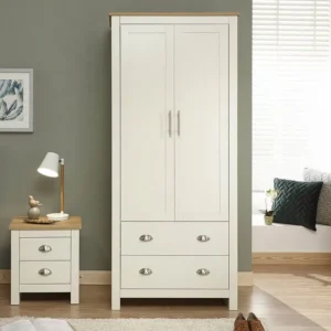 GFW Lancaster Cream and Oak 2 Door 2 Drawer Wardrobe
