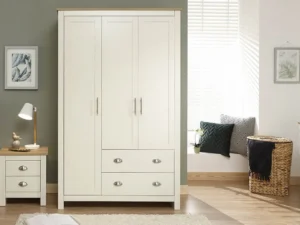 GFW Lancaster Cream and Oak 3 Door 2 Drawer Wardrobe