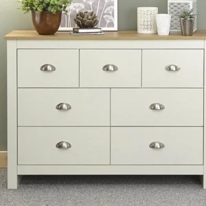GFW Lancaster Cream and Oak 7 Drawer Merchant Chest of Drawers