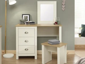 GFW Lancaster Cream and Oak Dressing Table and Stool