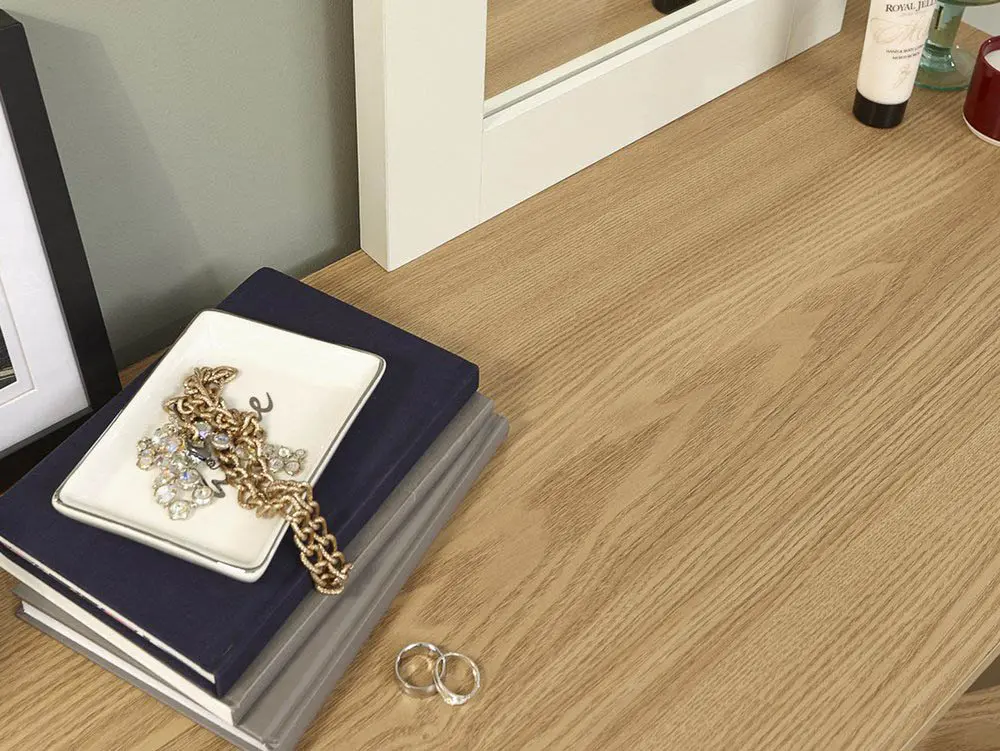 GFW Lancaster Cream and Oak Dressing Table and Stool - Image 3