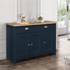 Birlea Highgate 3 Door 2 Drawer Sideboard - Navy Blue & Oak