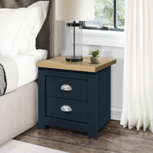 Birlea Highgate 2 Drawer Bedside - Navy Blue & Oak