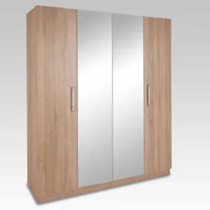 Harmony Holborn Oak 4 Door Mirrored Large Wardrobe