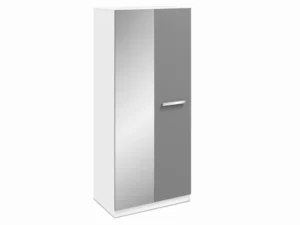 Harmony Moritz Grey High Gloss and White 2 Door 1 Mirror Double Wardrobe