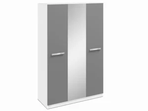 Harmony Moritz Grey High Gloss and White 3 Door 1 Mirror Triple Wardrobe