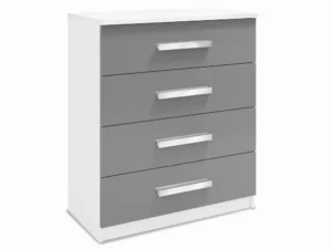 Harmony Moritz Grey High Gloss and White 4 Drawer Chest of Drawers