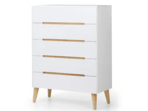 Julian Bowen Alicia White and Oak 5 Drawer Chest of Drawers