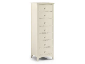 Julian Bowen Cameo 7 Drawer Tall Narrow Ivory Wooden Chest of Drawers