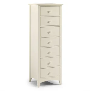 Julian Bowen Cameo 7 Drawer Tall Narrow Ivory Wooden Chest of Drawers