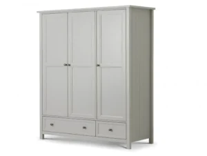 Julian Bowen Maine Dove Grey 3 Door 2 Drawer Triple Wardrobe