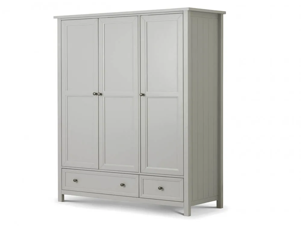 Julian Bowen Maine Dove Grey 3 Door 2 Drawer Triple Wardrobe