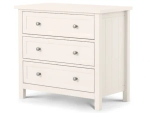 Julian Bowen Maine Surf White 3 Drawer Low Chest of Drawers