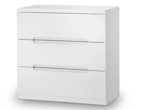 Julian Bowen Manhattan White High Gloss 3 Drawer Low Chest of Drawers