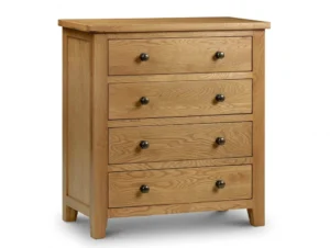 Julian Bowen Marlborough 4 Drawer Oak Wooden Chest of Drawers (Assembled)