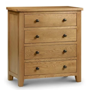 Julian Bowen Marlborough 4 Drawer Oak Wooden Chest of Drawers (Assembled)